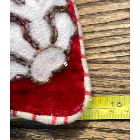 Red & White Embroidered Snowflake Throw Pillow By Envogue Holiday  18" x 18" - Picture 3 of 7